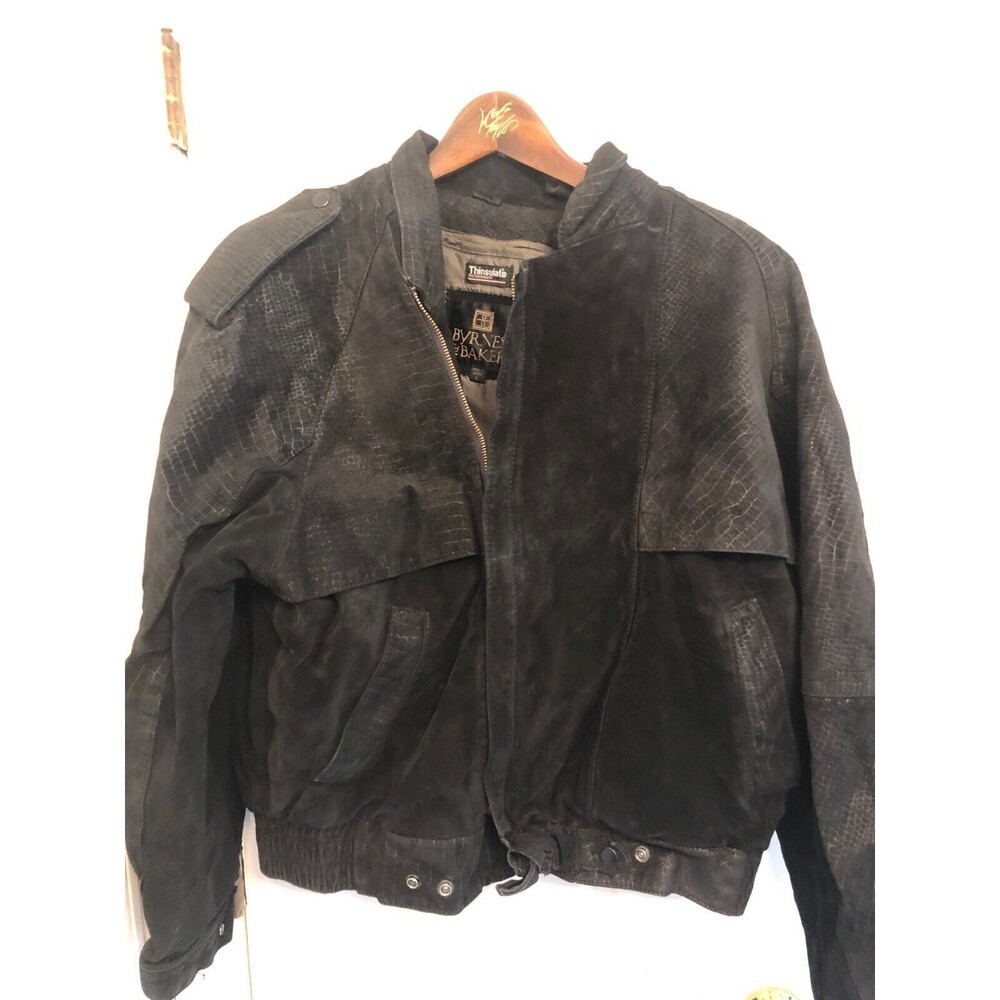 Byrnes & Baker Leather Heavy Jacket Black Size Large